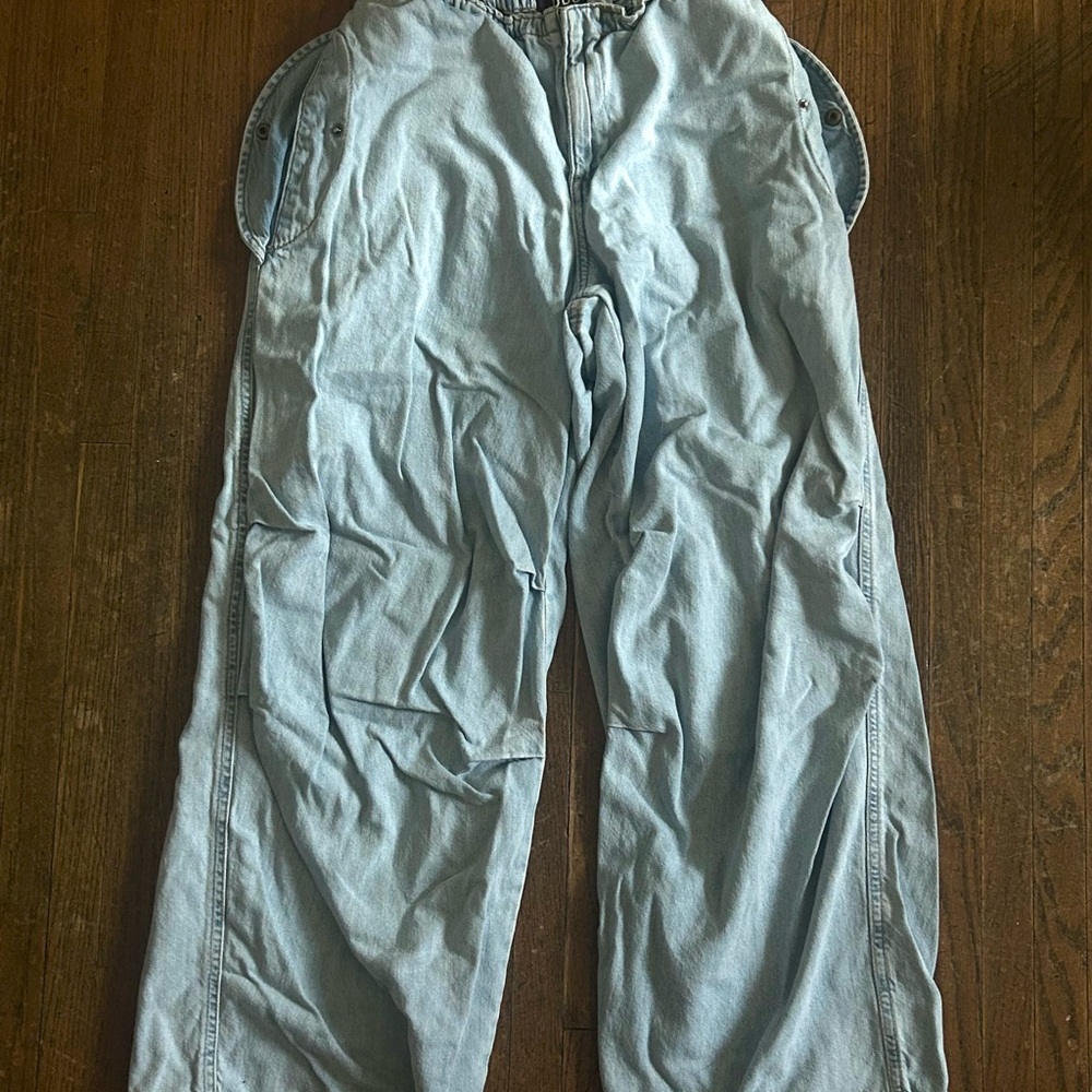 Urban Outfitters BDG Acid Wash Elastic Jean Wide Leg Cargo Pants Size M